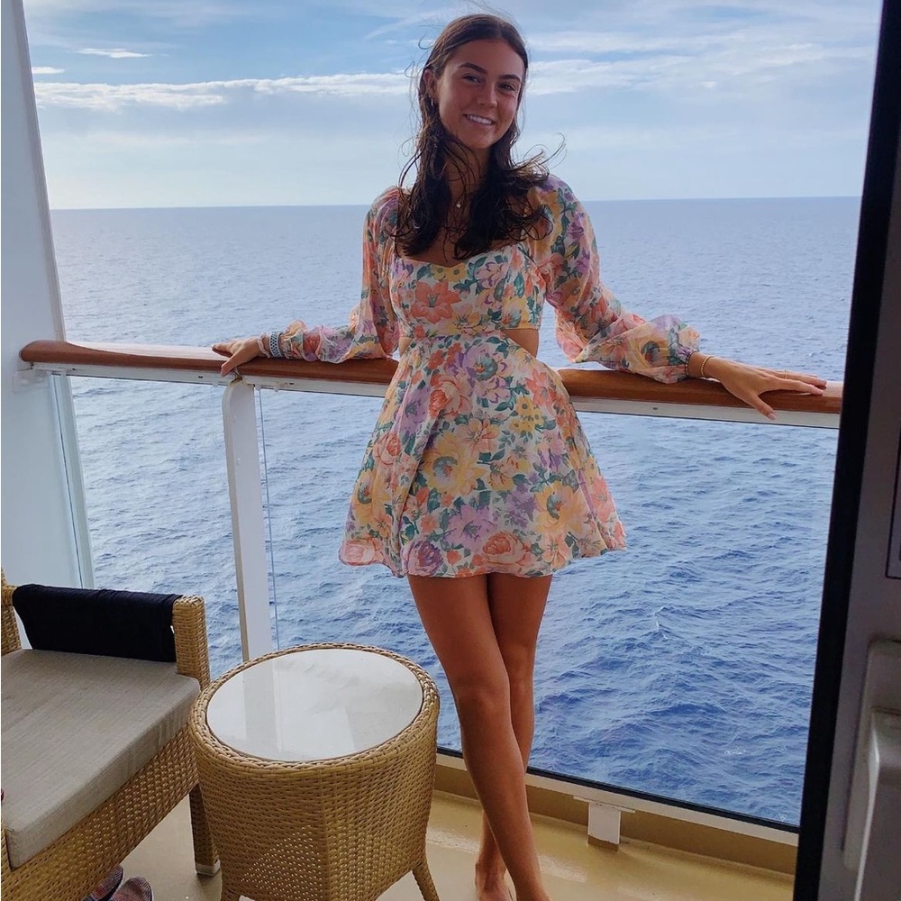 Showpo mini dress with cutouts - floral - size 4